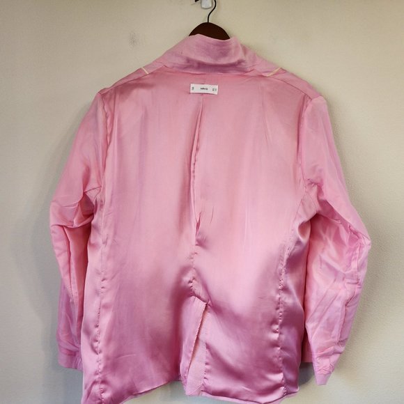 MNG by Mango Women Blazer Suit 100 Linen, Line, 1 botton front, Pockets, Lined - Picture 10 of 15